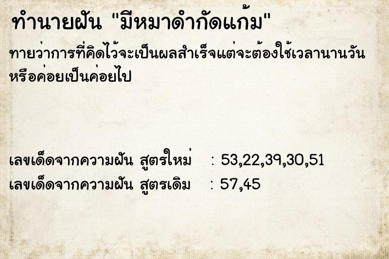 ทำนายฝันมีหมาดำกัดแก้ม ทำนายฝันทำนายฝันมีหมาดำกัดแก้ม