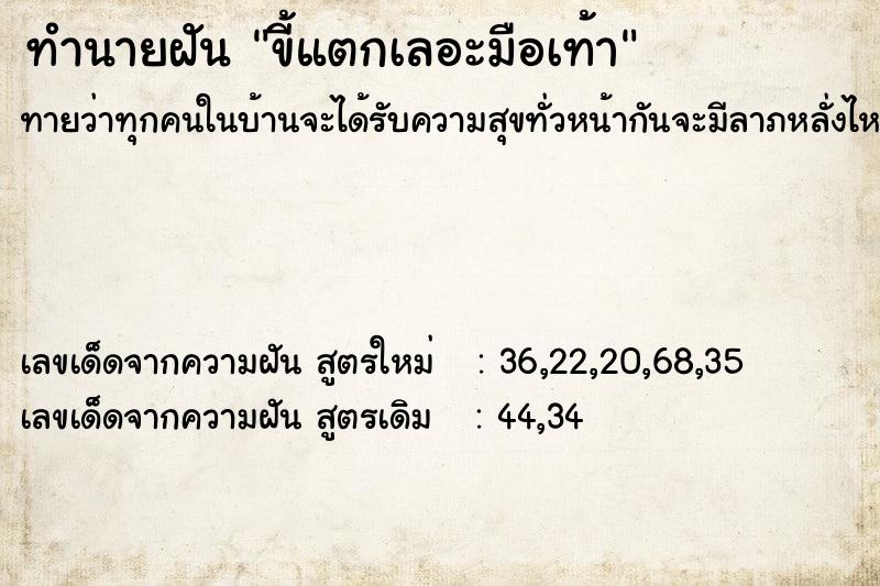 ทำนายฝันขี้แตกเลอะมือเท้า ทำนายฝันทำนายฝันขี้แตกเลอะมือเท้า