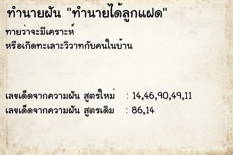 ทำนายฝันทำนายฝันทำนายได้ลูกแฝด