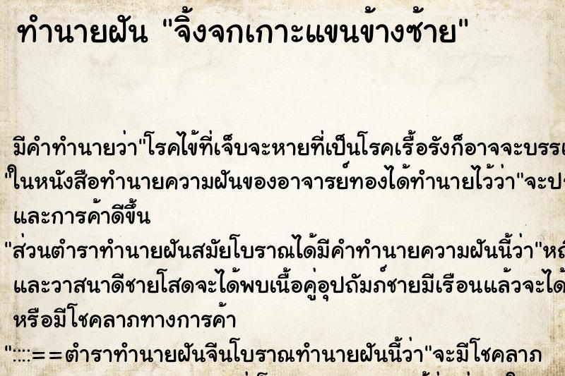 ทำนายฝันจิ้งจกเกาะแขนข้างซ้าย ทำนายฝันทำนายฝันจิ้งจกเกาะแขนข้างซ้าย