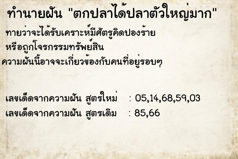 ทำนายฝันทำนายฝันตกปลาได้ปลาตัวใหญ่มาก