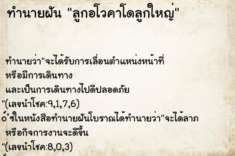 ทำนายฝันลูกอโวคาโดลูกใหญ่ ทำนายฝันทำนายฝันลูกอโวคาโดลูกใหญ่