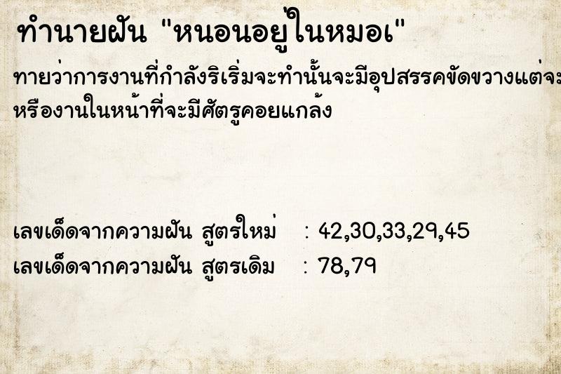 ทำนายฝันทำนายฝันหนอนอยู่ในหมอà