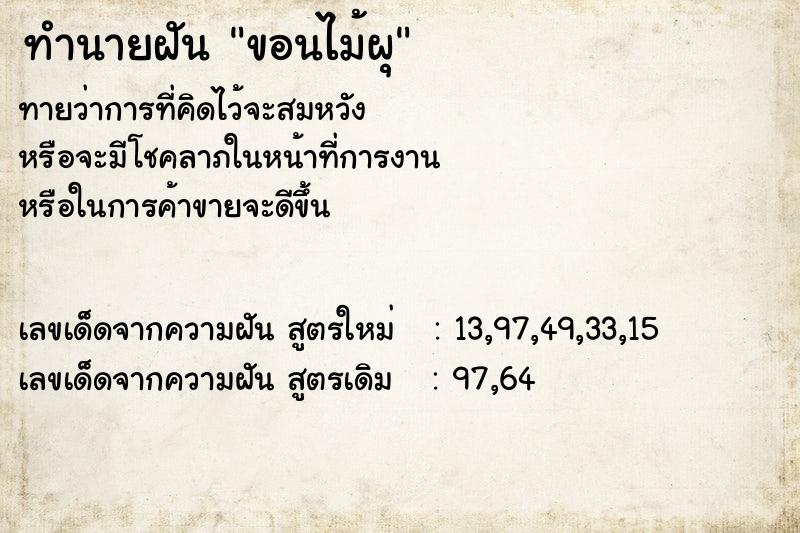 ทำนายฝันขอนไม้ผุ ทำนายฝันทำนายฝันขอนไม้ผุ