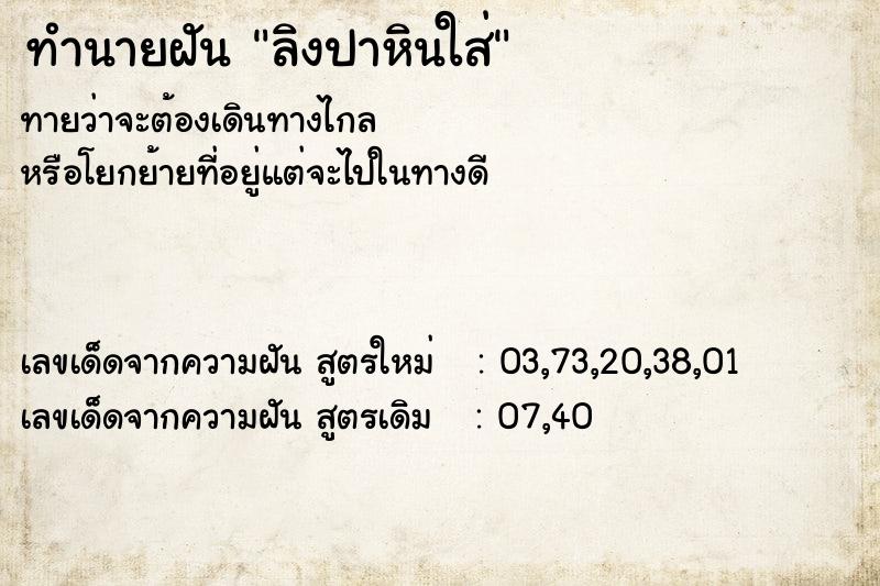 ทำนายฝันทำนายฝันลิงปาหินใส่