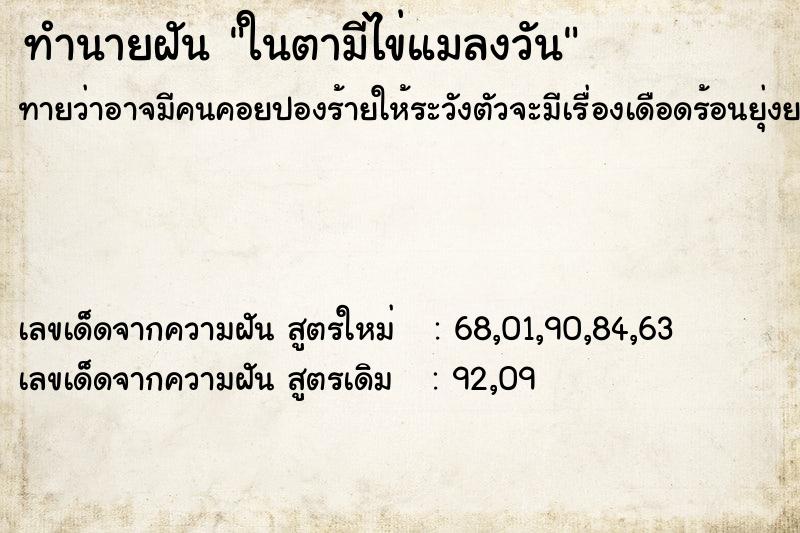 ทำนายฝันทำนายฝันในตามีไข่แมลงวัน