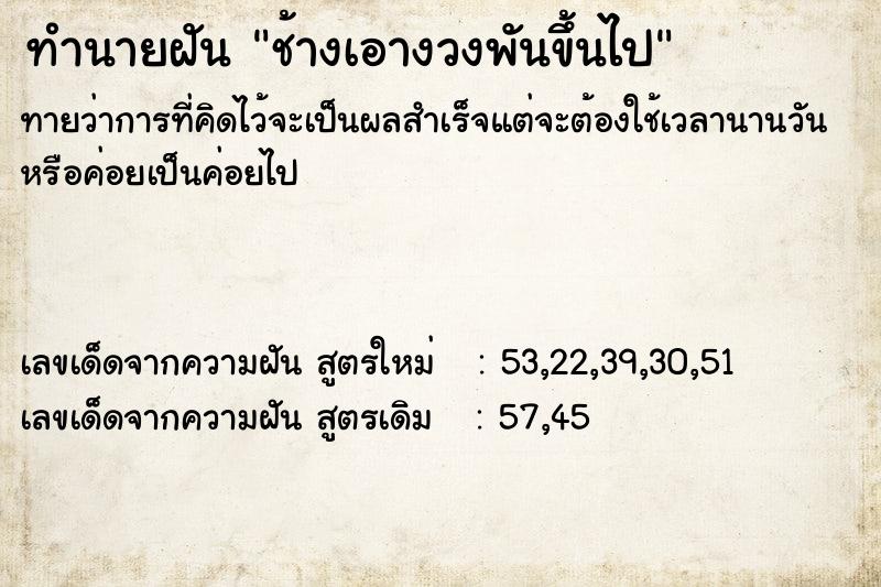 ทำนายฝันช้างเอางวงพันขึ้นไป ทำนายฝันทำนายฝันช้างเอางวงพันขึ้นไป