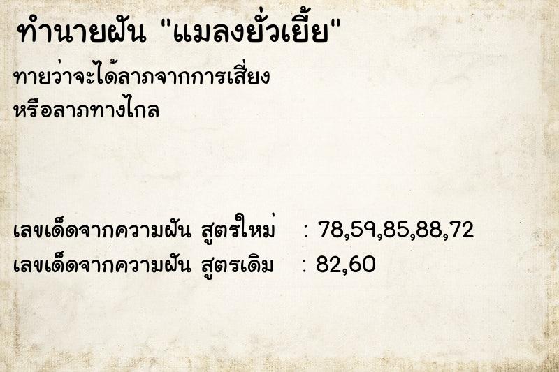 ทำนายฝันทำนายฝันแมลงยั่วเยี้ย