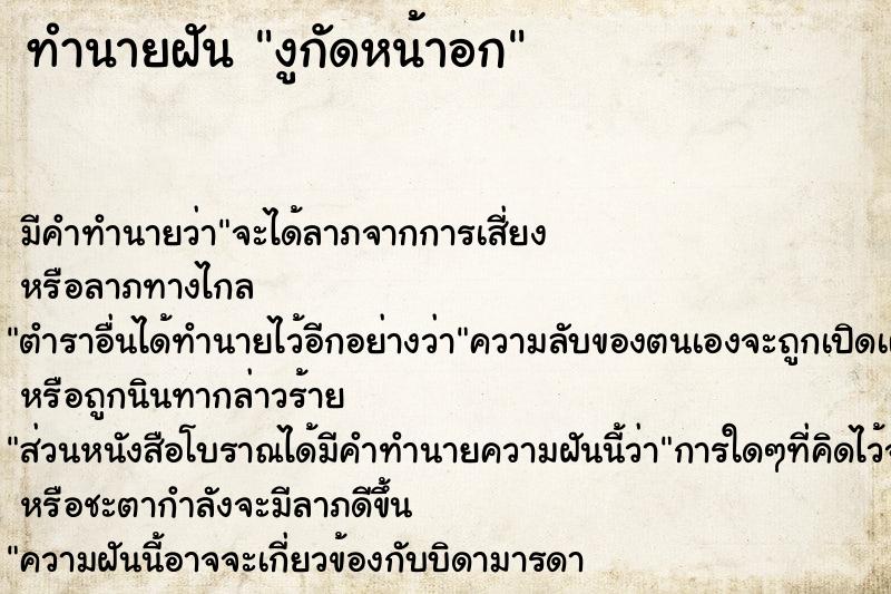 ทำนายฝัน งูกัดหน้าอก ทำนายฝัน งูกัดหน้าอก
