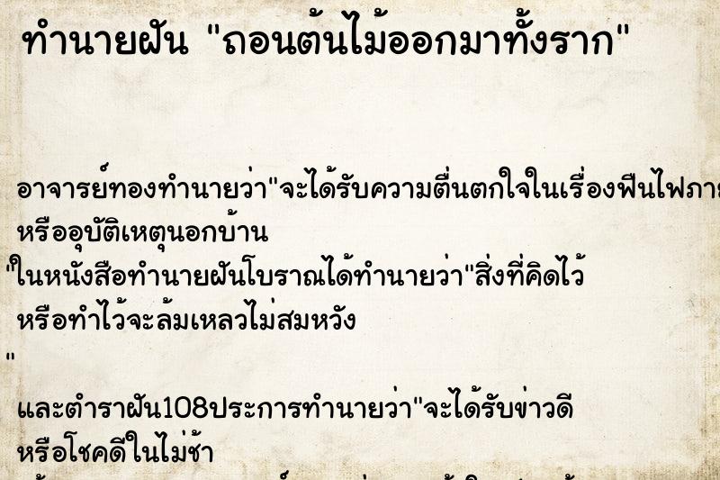 ทำนายฝัน ถอนต้นไม้ออกมาทั้งราก