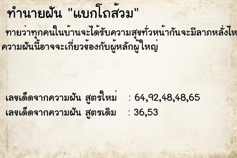 ทำนายฝันทำนายฝันแบกโถส้วม