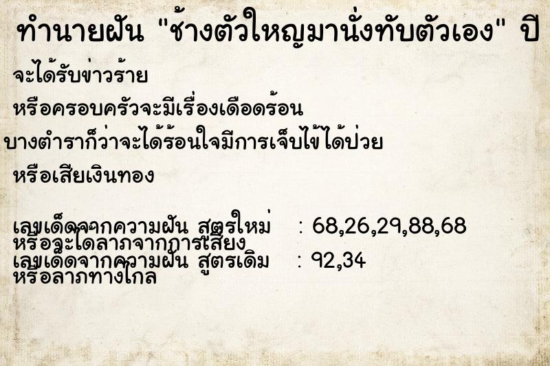 ทำนายฝัน ช้างตัวใหญมานั่งทับตัวเอง ตำราโบราณ แม่นที่สุดในโลก