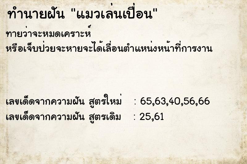 ทำนายฝันทำนายฝันแมวเล่นเปื่อน
