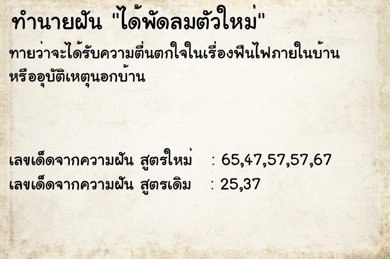 ทำนายฝันทำนายฝันได้พัดลมตัวใหม่