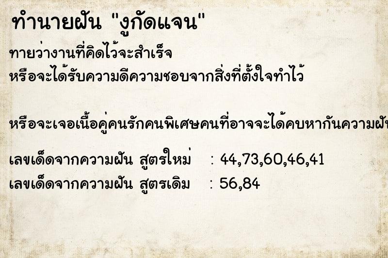 ทำนายฝันงูกัดแจน ทำนายฝันทำนายฝันงูกัดแจน