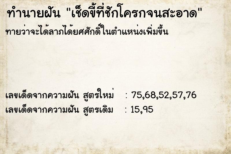 ทำนายฝัน เช็ดขี้ที่ชักโครกจนสะอาด ทำนายฝัน เช็ดขี้ที่ชักโครกจนสะอาด
