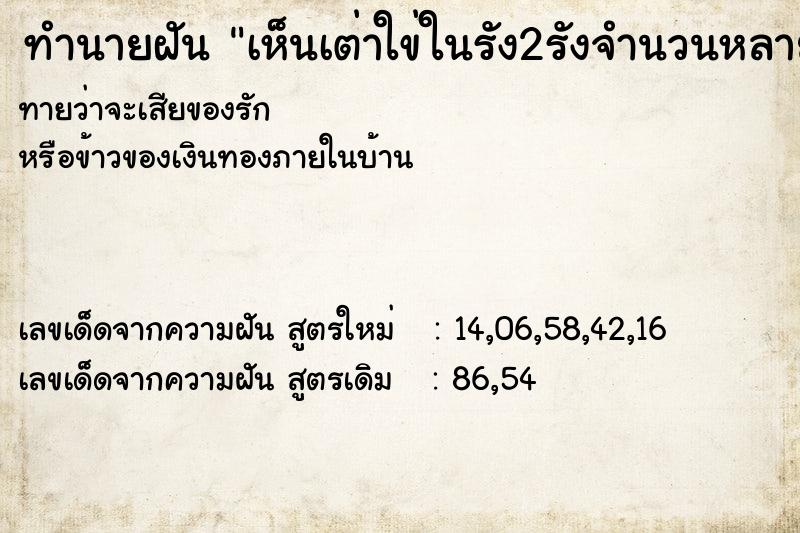 ทำนายฝันเห็นเต่าใข่ในรัง2รังจำนวนหลายฟอง ทำนายฝันทำนายฝันเห็นเต่าใข่ในรัง2รังจำนวนหลายฟอง