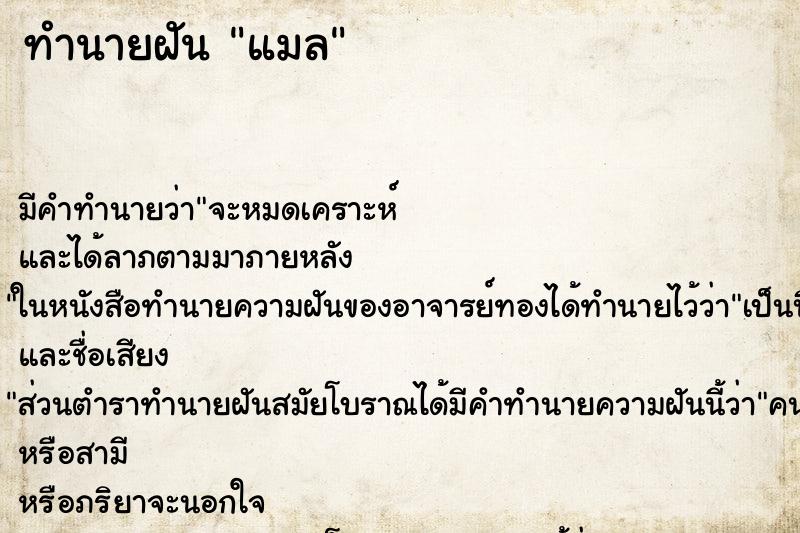 ทำนายฝัน แมล ทำนายฝัน แมล