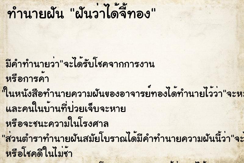 ทำนายฝัน ฝันว่าได้จี้ทอง ทำนายฝัน ฝันว่าได้จี้ทอง