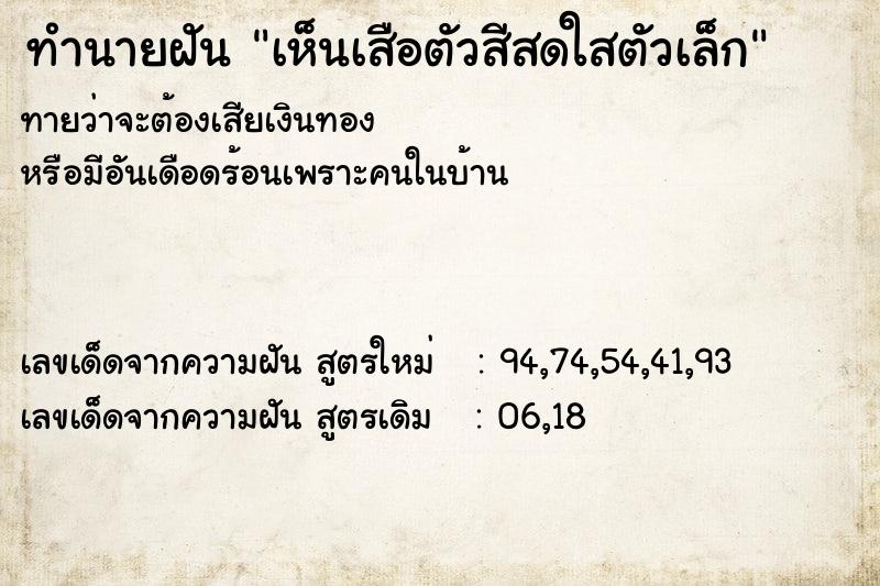 ทำนายฝันทำนายฝันเห็นเสือตัวสีสดใสตัวเล็ก