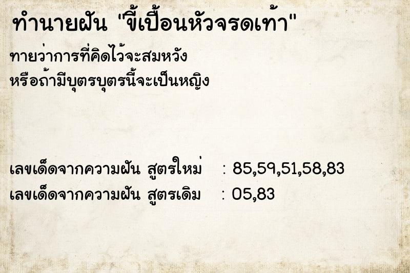 ทำนายฝันขี้เปื้อนหัวจรดเท้า ทำนายฝันทำนายฝันขี้เปื้อนหัวจรดเท้า