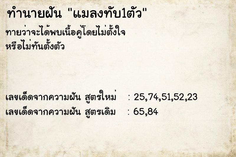 ทำนายฝันแมลงทับ1ตัว ทำนายฝันทำนายฝันแมลงทับ1ตัว
