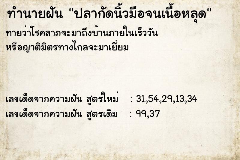 ทำนายฝันทำนายฝันปลากัดนิ้วมือจนเนื้อหลุด
