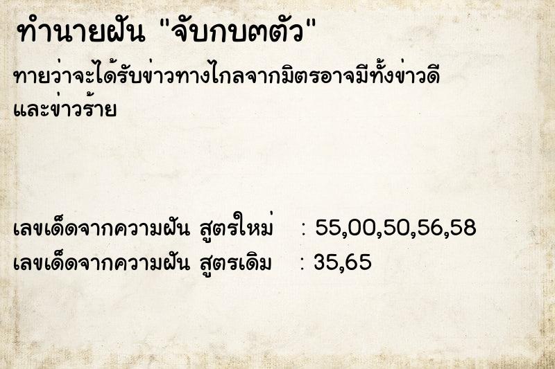 ทำนายฝันจับกบ๓ตัว ทำนายฝันทำนายฝันจับกบ๓ตัว