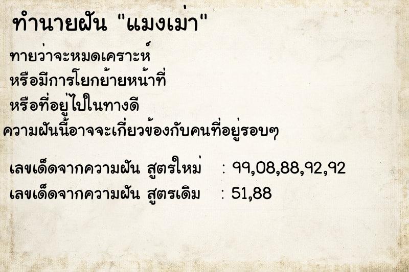 ทำนายฝัน แมงเม่า ทำนายฝัน แมงเม่า