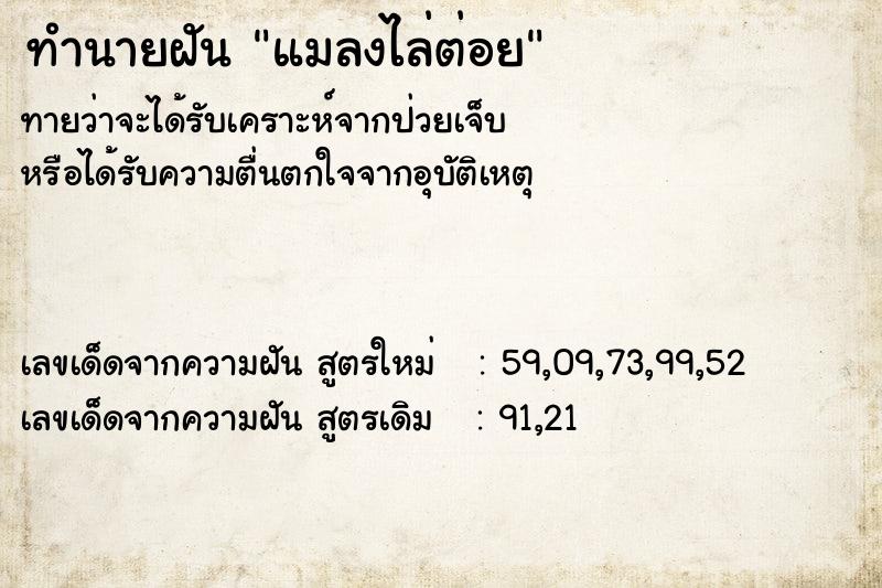 ทำนายฝัน แมลงไล่ต่อย