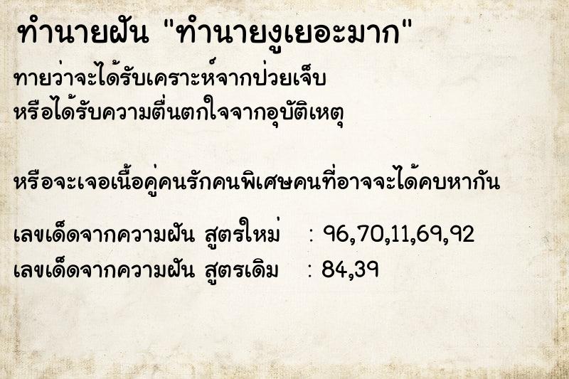 ทำนายฝัน ทำนายงูเยอะมาก ทำนายฝัน ทำนายงูเยอะมาก