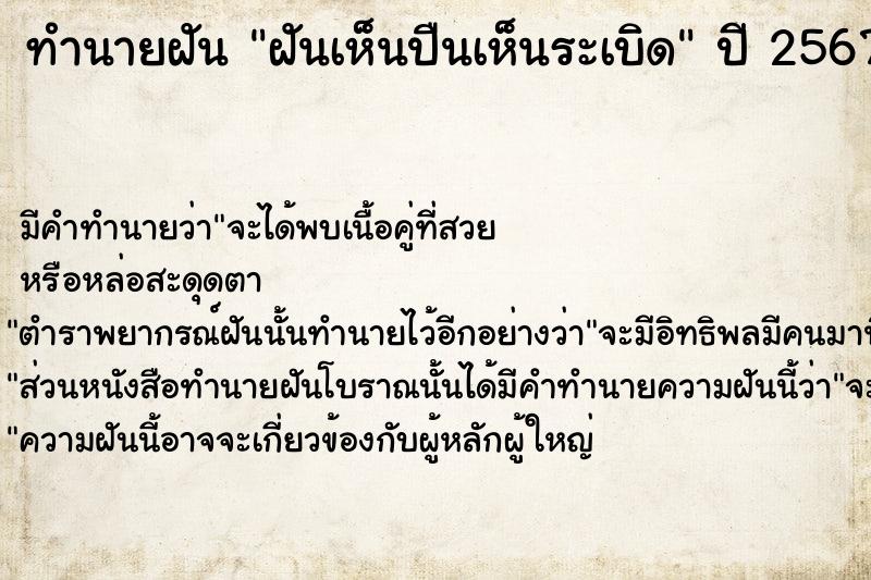 ทำนายฝันทำนายฝันฝันเห็นปืนเห็นระเบิด