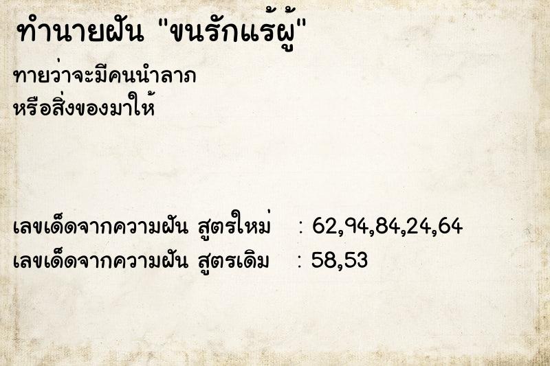 ทำนายฝันขนรักแร้ผู้ ทำนายฝันทำนายฝันขนรักแร้ผู้