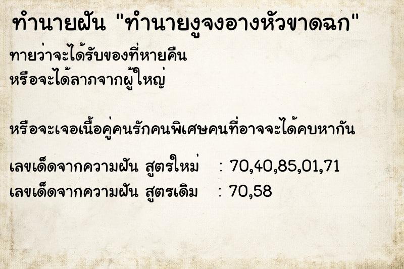 ทำนายฝัน ทำนายงูจงอางหัวขาดฉก ทำนายฝัน ทำนายงูจงอางหัวขาดฉก