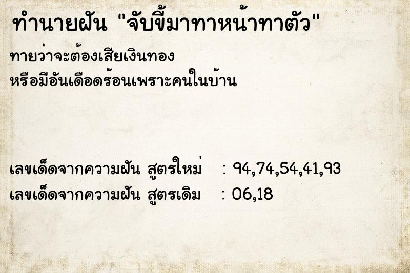 ทำนายฝันทำนายฝันจับขี้มาทาหน้าทาตัว
