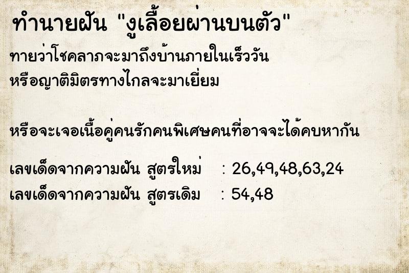 ทำนายฝันทำนายฝันงูเลื้อยผ่านบนตัว