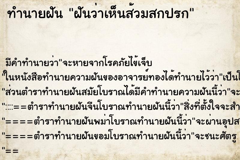 ทำนายฝันฝันว่าเห็นส้วมสกปรก ทำนายฝันทำนายฝันฝันว่าเห็นส้วมสกปรก