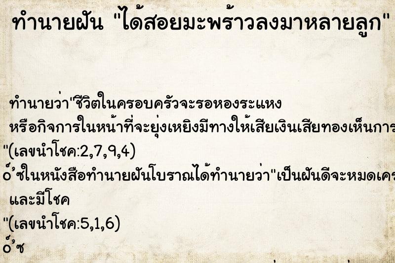 ทำนายฝันได้สอยมะพร้าวลงมาหลายลูก ทำนายฝันทำนายฝันได้สอยมะพร้าวลงมาหลายลูก