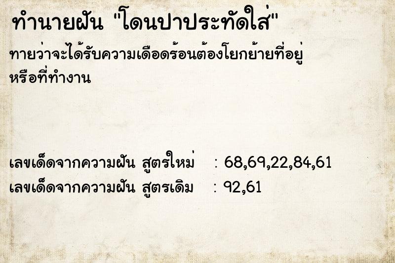 ทำนายฝันทำนายฝันโดนปาประทัดใส่