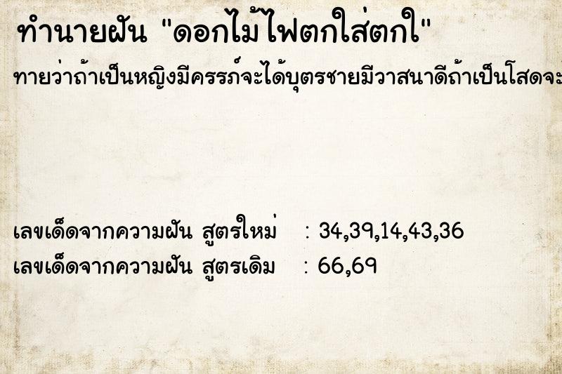 ทำนายฝันทำนายฝันดอกไม้ไฟตกใส่ตกใ