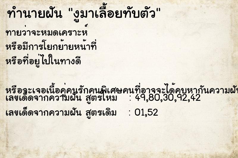 ทำนายฝันทำนายฝันงูมาเลื้อยทับตัว