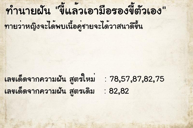 ทำนายฝันขี้แล้วเอามือรองขี้ตัวเอง ทำนายฝันทำนายฝันขี้แล้วเอามือรองขี้ตัวเอง