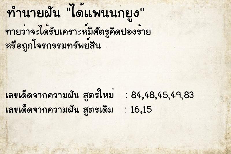 ทำนายฝันทำนายฝันได้แพนนกยูง