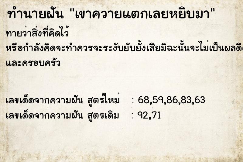 ทำนายฝันเขาควายแตกเลยหยิบมา ทำนายฝันทำนายฝันเขาควายแตกเลยหยิบมา