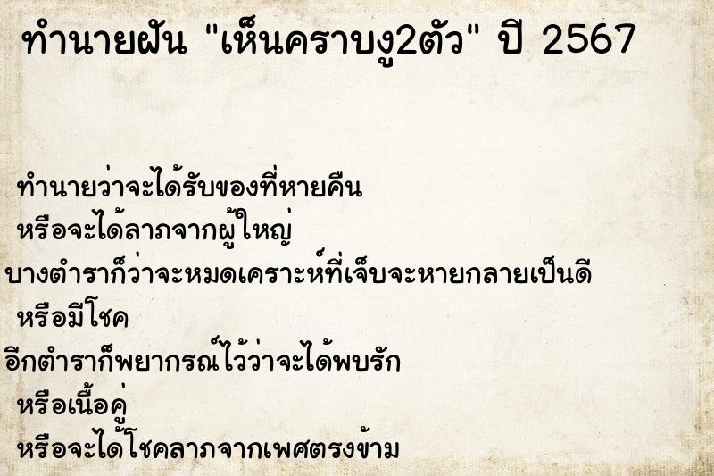 ทำนายฝันเห็นคราบงู2ตัว ทำนายฝันทำนายฝันเห็นคราบงู2ตัว