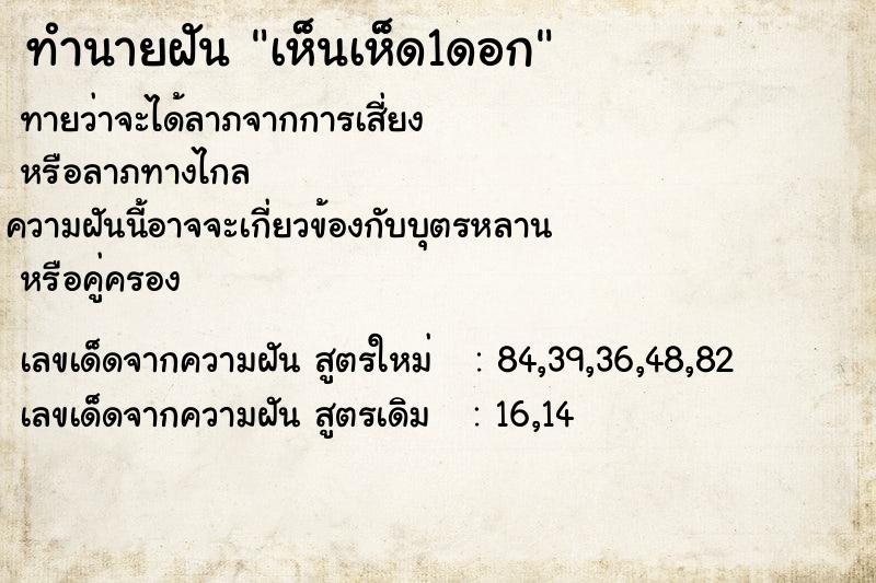 ทำนายฝันทำนายฝันเห็นเห็ด1ดอก