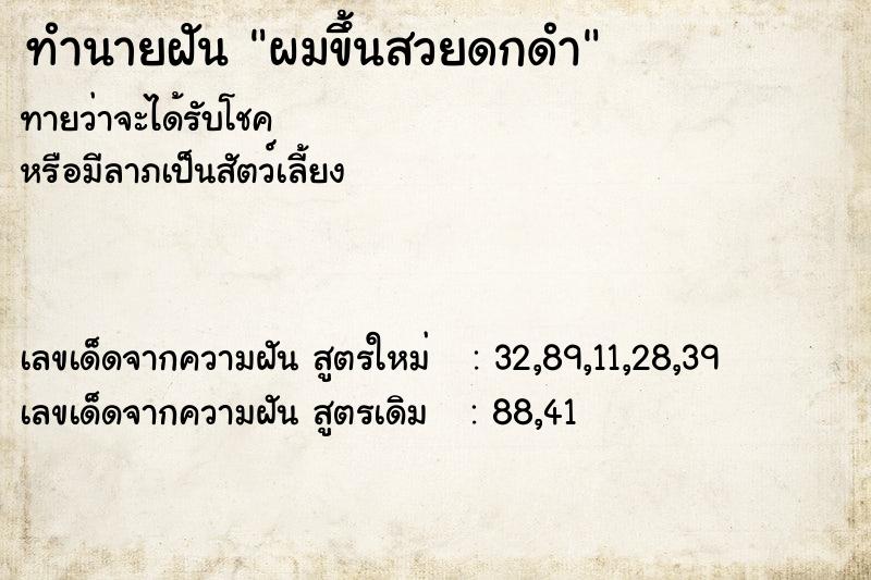 ทำนายฝันผมขึ้นสวยดกดำ ทำนายฝันทำนายฝันผมขึ้นสวยดกดำ