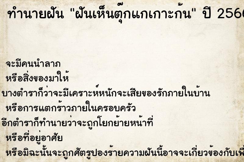 ทำนายฝันทำนายฝันฝันเห็นตุ๊กแกเกาะก้น
