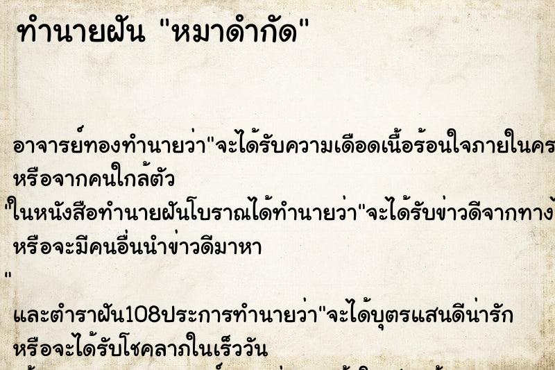 ทำนายฝัน หมาดำกัด