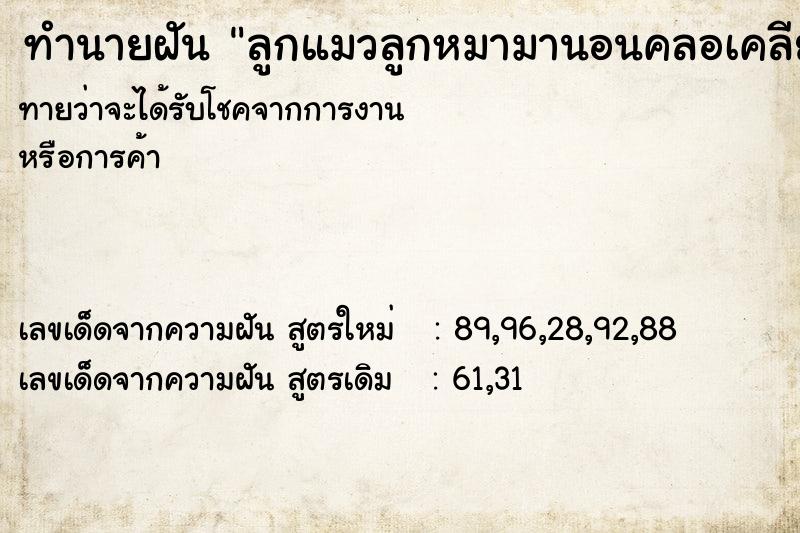 ทำนายฝัน ลูกแมวลูกหมามานอนคลอเคลีย ตำราโบราณ แม่นที่สุดในโลก